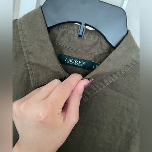 Ralph Lauren Polo Shirt Women Short Sleeve Army Green Large